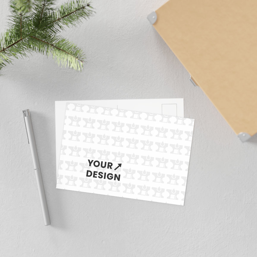 Printed postcard on a table