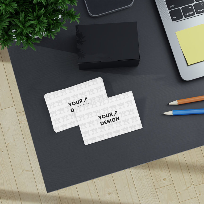 Printed business cards on a desk